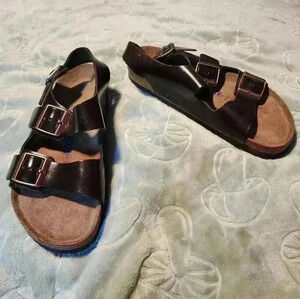 Birkenstock Milano Womens 10 | Mens 8 Dk Brown Leather Buckle Hiking Sandal